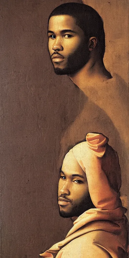 Image similar to renaissance era painting of frank ocean