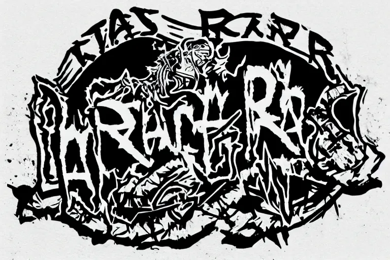 Image similar to a logo for a hardcore punk band named RAROS, very very bad and sloppy made