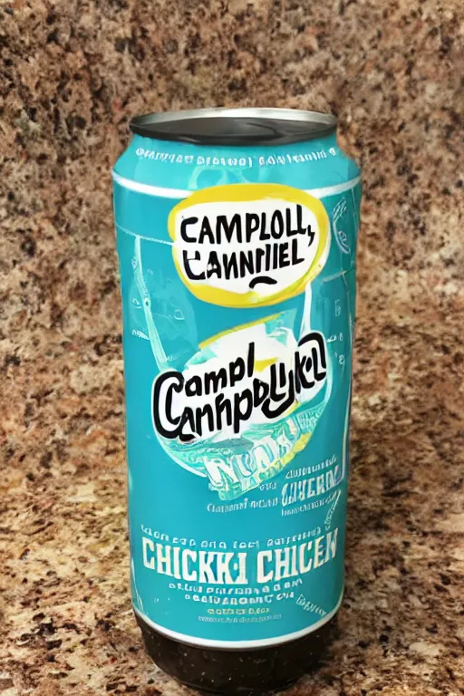 Prompt: campbell's chicken noodle hard seltzer.