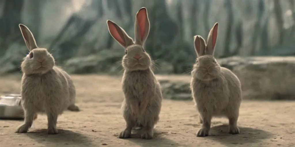 Prompt: a rabbit in the movie star wars screenshot