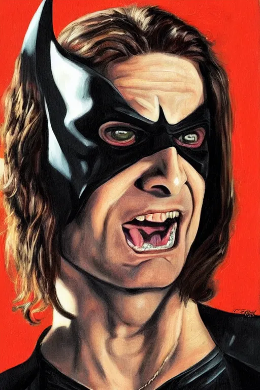 Prompt: portrait of Ozzy Osbourne as batman, art by Carel Fabritius