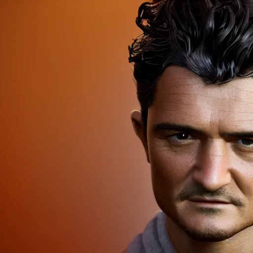 Image similar to hyperrealistic glamour shot of orlando bloom as the lead character in pixar's movie up, stunning 3 d render inspired by istvan sandorfi & xiang duan, perfect symmetry, dim volumetric cinematic lighting, 8 k octane comprehensive render, extremely mega hyper - detailed and lifelike attributes & atmosphere, intricate, realistic flesh texture, masterpiece, artstation, stunning,