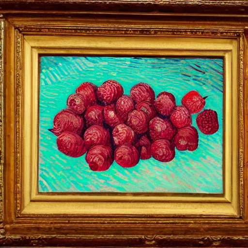 Prompt: Boris Johnson lying in raspberries by Vincent van Gogh