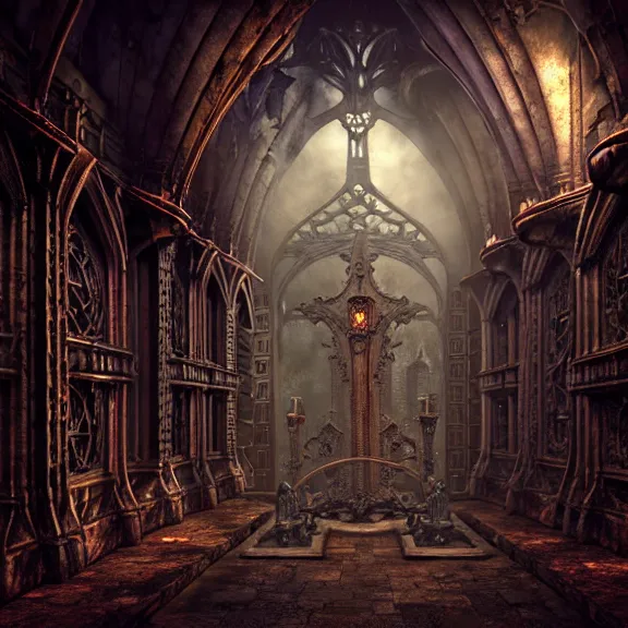 Image similar to steam necropolis, memento mori, gothic, neo - gothic, art nouveau, hyperdetailed copper patina medieval icon, stefan morrell, philippe druillet, ralph mcquarrie, concept art, steampunk, unreal engine, detailed intricate environment, octane render, moody atmospherics, volumetric lighting, ultrasharp, ominous, otherworldly