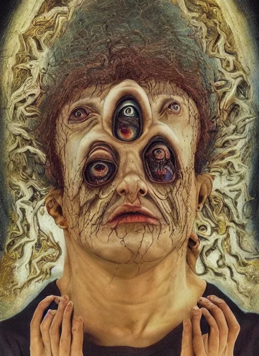 Image similar to the transcendent being embodying fear of the stares, photorealistic, detailed photography, divinity, awful, cosmic horror, religious art, blasphemous