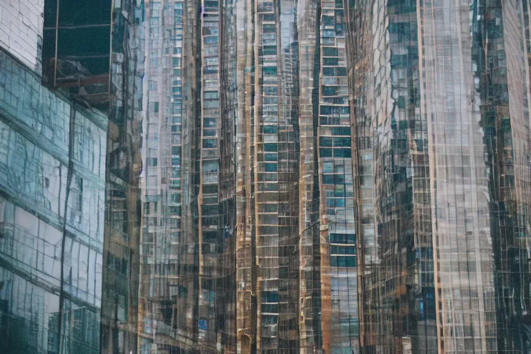 Prompt: outdoorsy guys club likes to look at the exteriors of urban architecture onion column shot by christopher doyle wong kar-wai film texture reflection through lit windows with slight drizzle trickling from them high definition film cinematography quality red blue