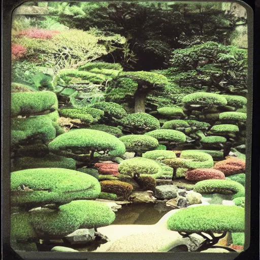 polaroid photo of an japanese garden taken at night | Stable Diffusion ...