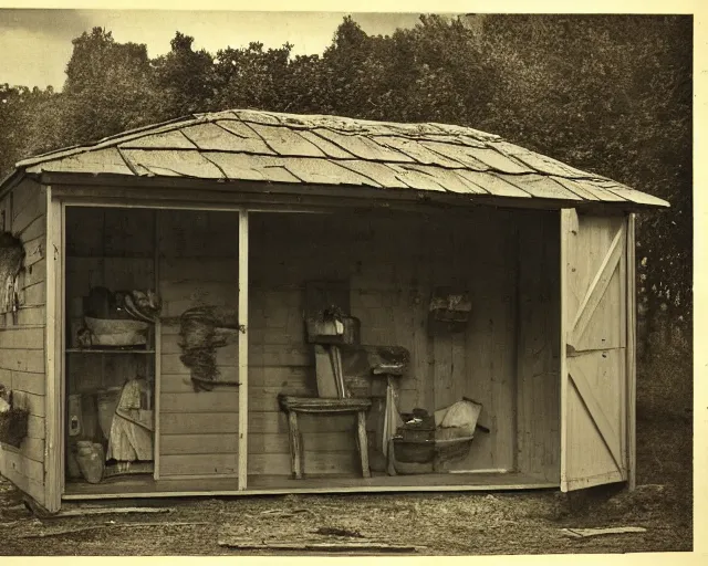 Image similar to IKEA catalogue photo of a shed, by Gustav Dore