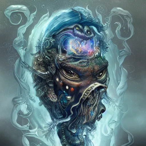 Image similar to a wlop 3 d render of very very very very highly detailed beautiful mystic portrait of a phantom undead cuttlefish with whirling galaxy around, tattoos by anton pieck, intricate, extremely detailed, digital painting, artstation, concept art, smooth, sharp focus, illustration, intimidating lighting, incredible art,