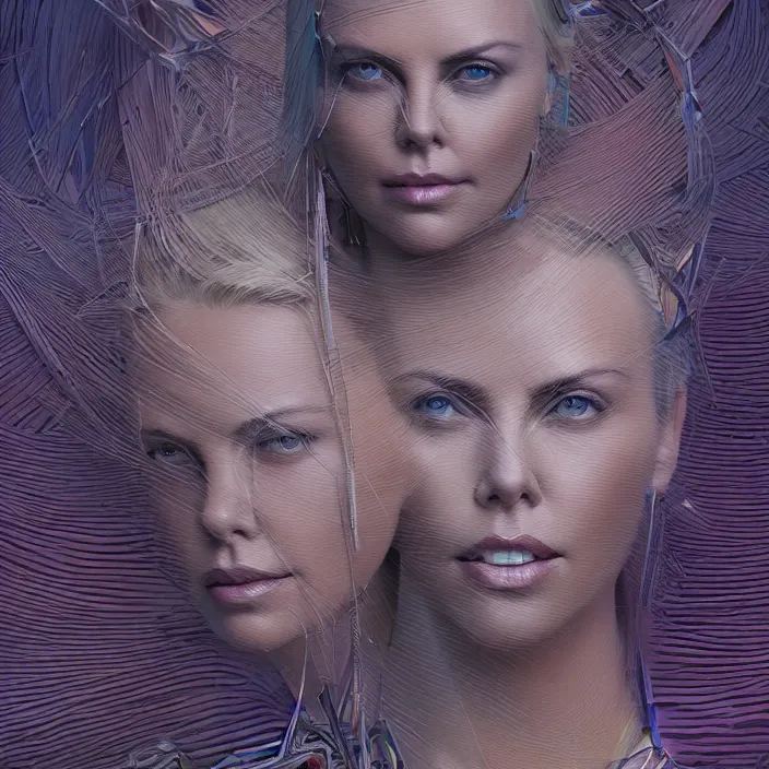 Image similar to portrait of Charlize Theron at Burning Man. intricate abstract. intricate artwork. by Tooth Wu, wlop, beeple, dan mumford. octane render, trending on artstation, greg rutkowski very coherent symmetrical artwork. cinematic, hyper realism, high detail, octane render, 8k, iridescent accents