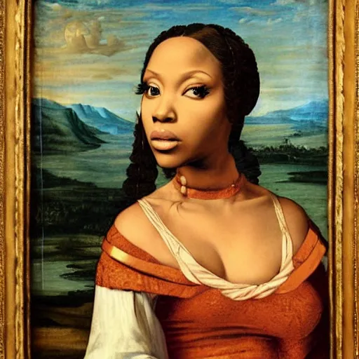 Prompt: renaissance painting of nicki Minaj