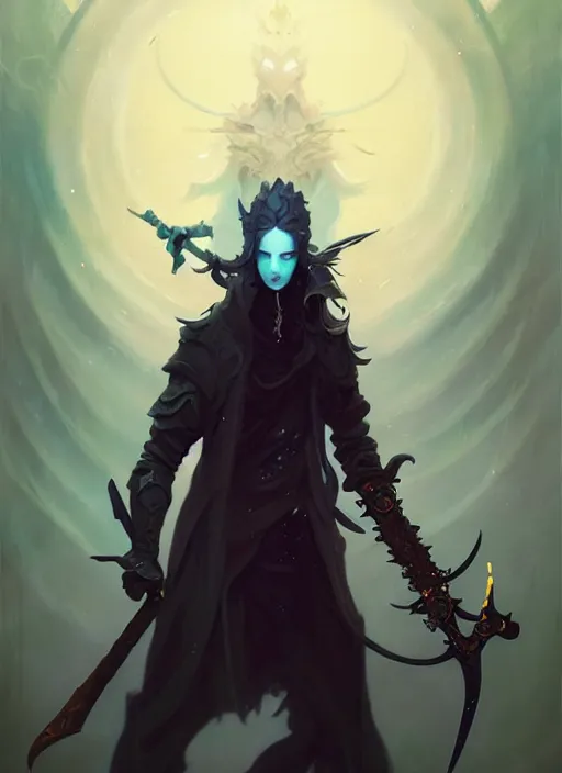 Image similar to full body picture of an legendary blader, holding a ego sword to the camera, long black jacket, intricate, masterpiece, epic fantasy illustrations by peter mohrbacher and anato finnstark and jeremy lipking