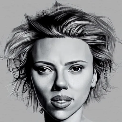 Image similar to a realistic illustration of Scarlett Johansson