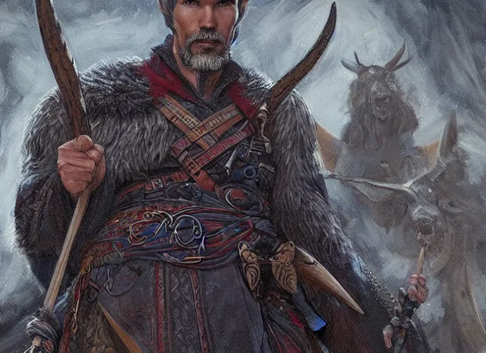 Prompt: a highly detailed viking portrait of stephen strange, james gurney, james jean