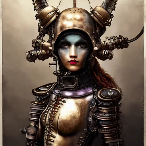 Prompt: rudolf freund dan mumford tom bagshaw, alien world, photorealistic soft paint of a single very beautiful asian warrior full long steampunk armored, ultra deep fog, purple black lustrous thin haircut, partial symmetry accurate features, focus, very intricate ultrafine details, award winning masterpiece, steampunk world