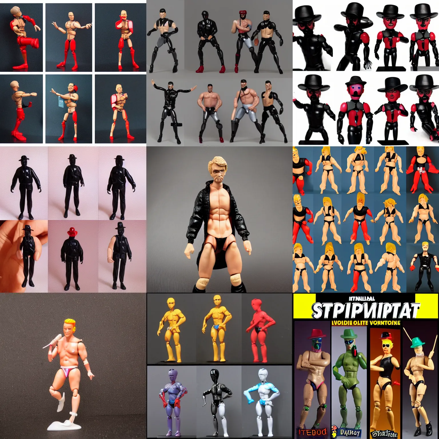 Prompt: individual stripper stop motion vinyl action figure, plastic, toy, stephen bliss style