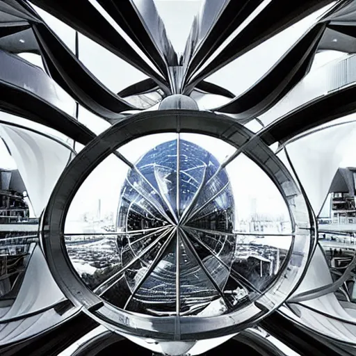 Image similar to futuristic building by buckminster fuller and syd mead, intricate contemporary architecture, photo journalism, photography, cinematic, national geographic photoshoot