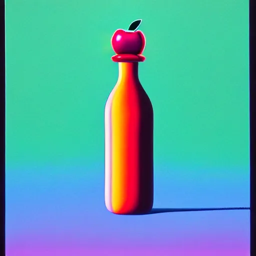 Image similar to apple bottle by shusei nagaoka, kaws, david rudnick, airbrush on canvas, pastell colours, cell shaded, 8 k