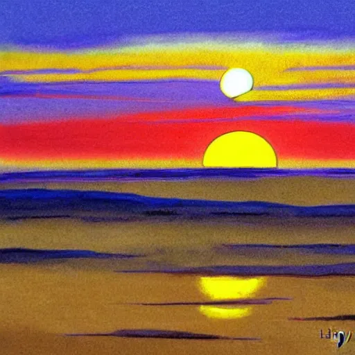 Prompt: sunset by hayao miyazaki