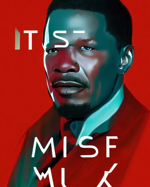 Image similar to musk ( 2 0 2 4 ), jamie foxx is technology mogul elon musk, minimal movie poster, solid colors, silhouettes, digital art