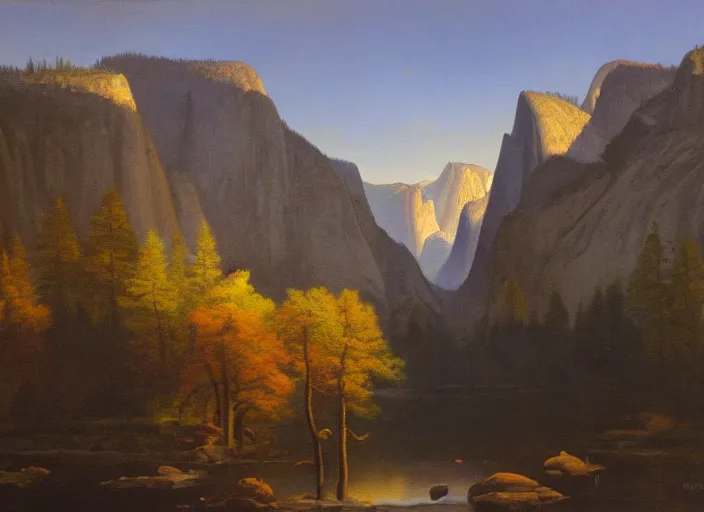 Image similar to yosemite national park in the style of hudson river school of art, oil on canvas