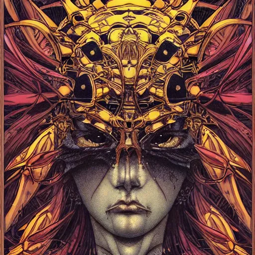 Image similar to face liking another face, inside a frame on a tiled wall, frontal picture, by yoichi hatakenaka, masamune shirow, josan gonzales and dan mumford, ayami kojima, takato yamamoto, karol bak