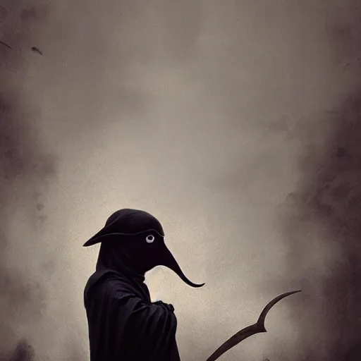 Prompt: a plague doctor wearing a plague doctor mask, with a long beak, by Zdzislaw Beksinski, gothic art wallpaper 4k, trending on artstation