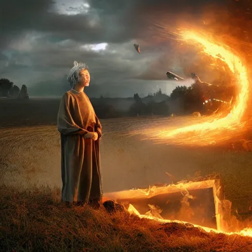 Image similar to extremely realistic Legendary elemental Middle orders Dominions Virtues figure infused with coalesced crystalline fire by Erik Johansson, perfect light