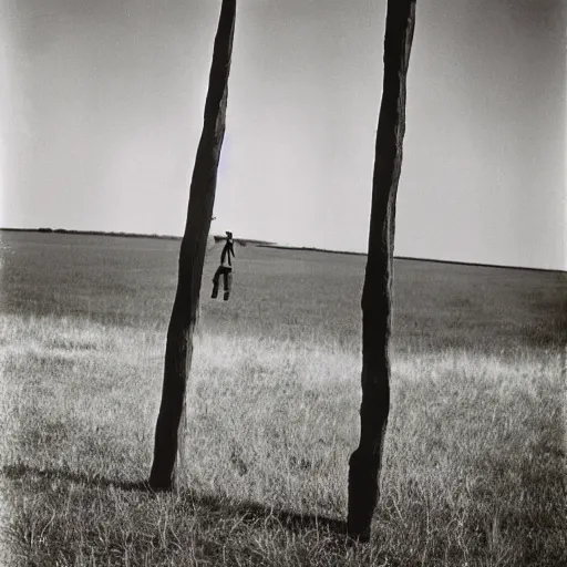 Image similar to the song of the hanging man, southern gothic, photograph by diane arbus, bayou