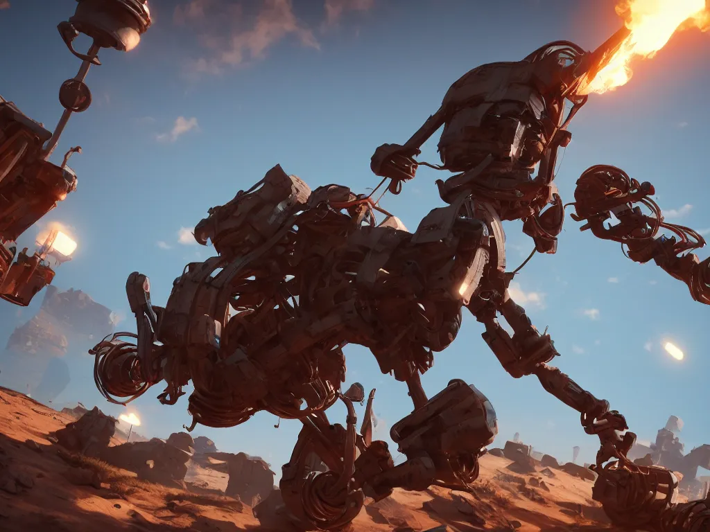 Image similar to Retro futuristic damaged walker jumps over a rift, highly detailed, sharp focus, illustration, cinematic lighting, Unreal Engine 5