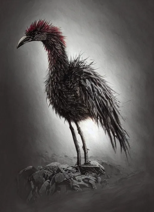 Image similar to emo emu, watercolor, dramatic lighting, cinematic, establishing shot, extremely high detail, foto realistic, cinematic lighting, pen and ink, intricate line drawings, by Yoshitaka Amano, Ruan Jia, Kentaro Miura, Artgerm, post processed, concept art, artstation, matte painting, style by eddie mendoza, raphael lacoste, alex ross