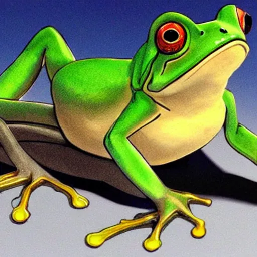 Prompt: official anime concept art of a frog