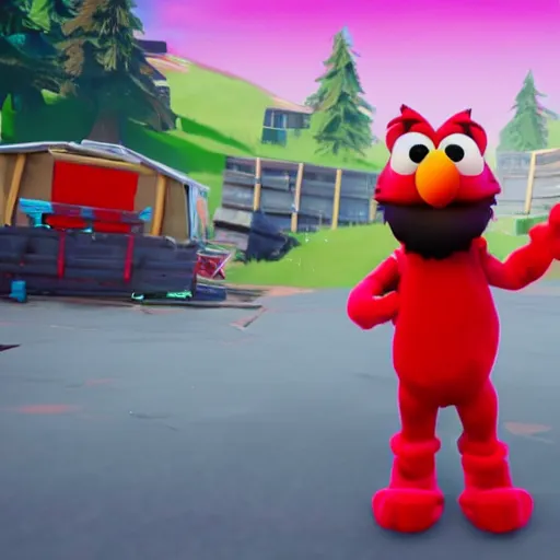 Image similar to elmo in fortnite, unreal engine