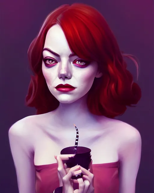 Image similar to a portrait of a beautiful full body Emma Stone vampire, art by lois van baarle and loish and ross tran and rossdraws and sam yang and samdoesarts and artgerm, digital art, highly detailed, intricate, sharp focus, Trending on Artstation HQ, deviantart, unreal engine 5, 4K UHD image