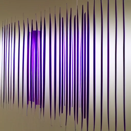 Image similar to Kinetic sculpture. a series of vertical stripes in different colors. neon purple by Hirohiko Araki uneven