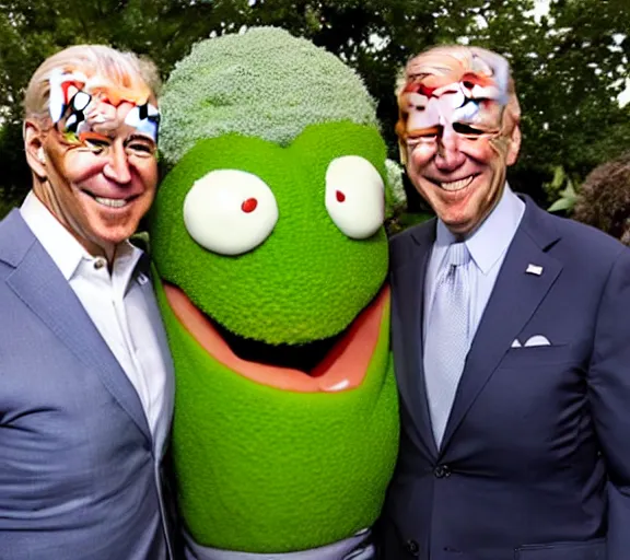 Prompt: joe biden as the food green giant mascot,