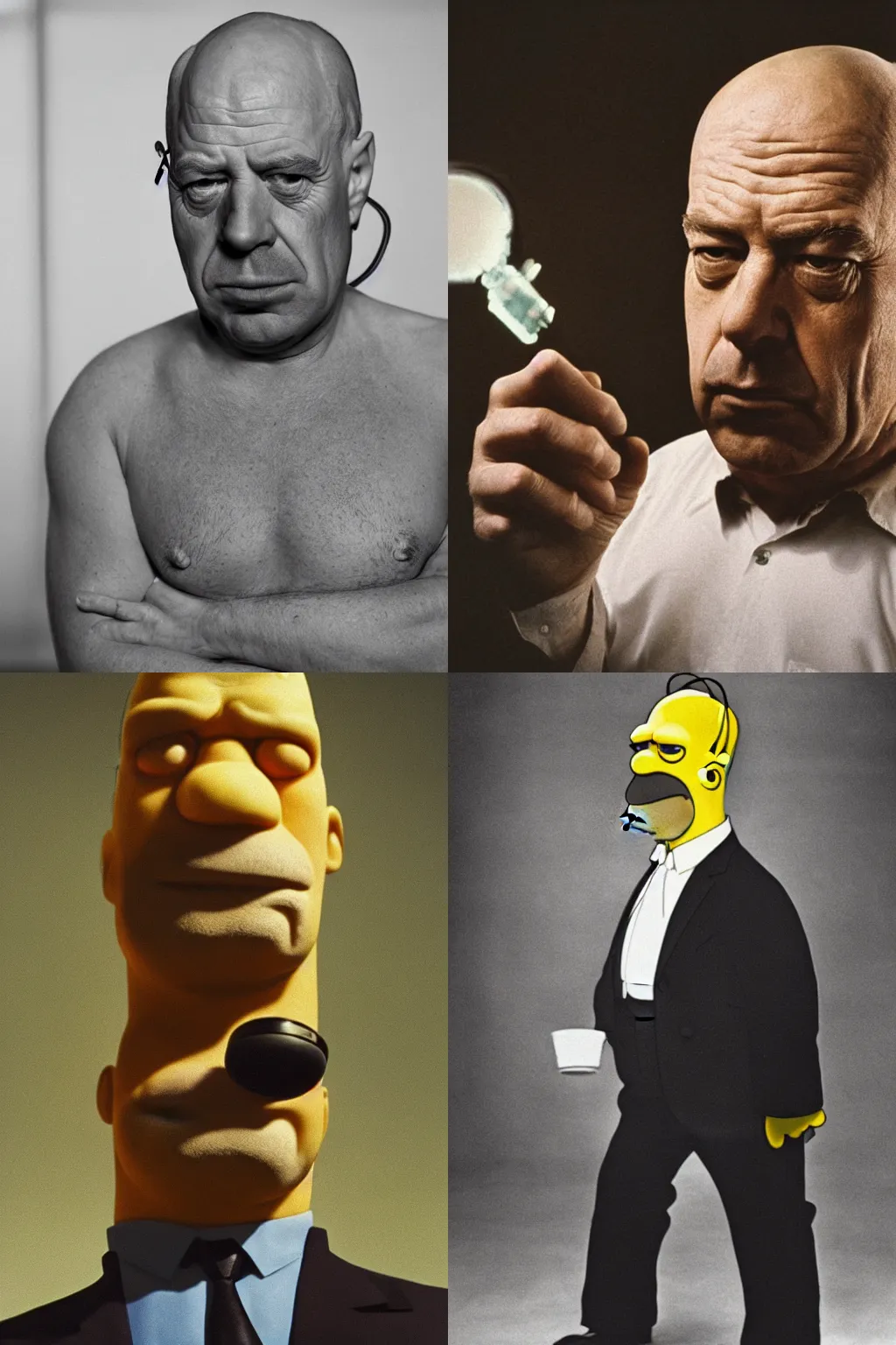 Prompt: Candid portrait photograph of Homer Simpson in Breaking Bad, taken by Annie Leibovitz
