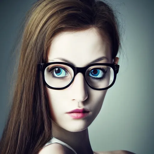 Image similar to girl with 4 eyes, fashion photo, detailed, realistic