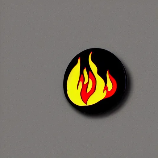 Prompt: a photo of a retro 8 0 s clean fire flames warning enamel pin, studio lighting, behance