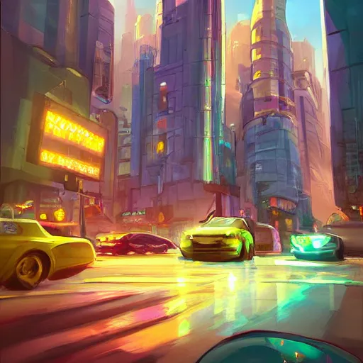 Image similar to swagger! living large in the city by tyler edlin, bold colors, detailed, incredible lighting, great composition, artstation