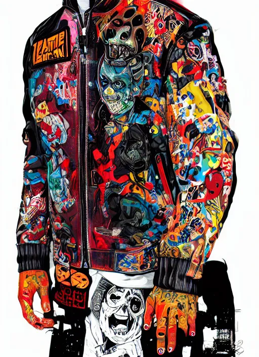 Image similar to zombie leather jacket full body hiphop streetwear drip, tristan eaton, victo ngai, artgerm, rhads, ross draws