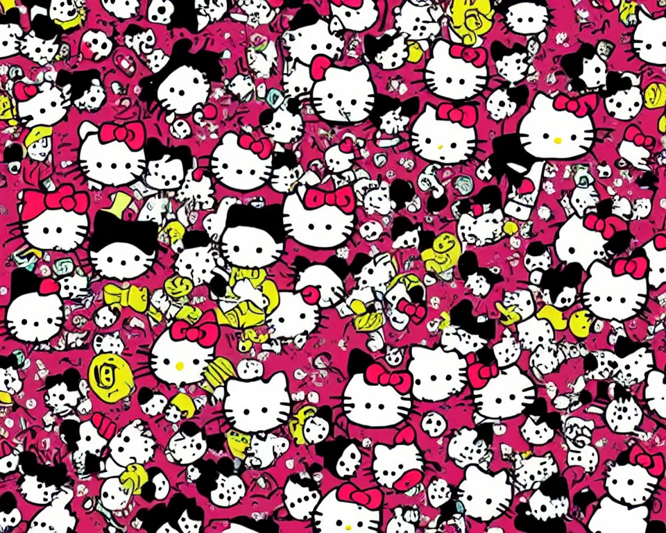 Image similar to a horror movie poster featuring Hello Kitty