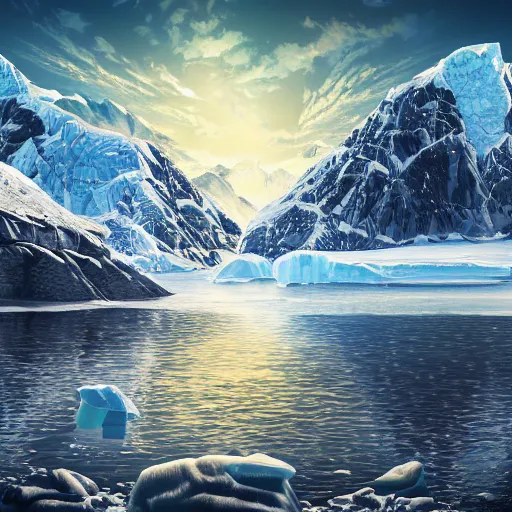 Prompt: idyllic masterpiece of diamond feelings in Antarctica, quarrel of mountain Monarch gods, cinematic, establishing shot, extremely high detail, photorealistic, cinematic lighting, intricate line drawings, 8k resolution