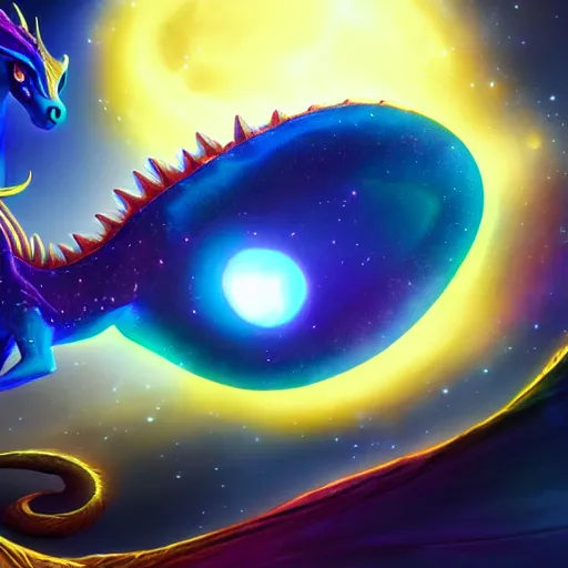 Image similar to aurelion sol dragon in the cosmos staring at the viewer ultra realistic photo