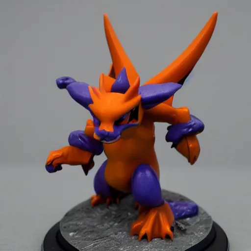 Prompt: charizard as a warhammer tabletop figurine