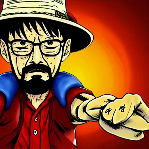 Image similar to walter white as luffy