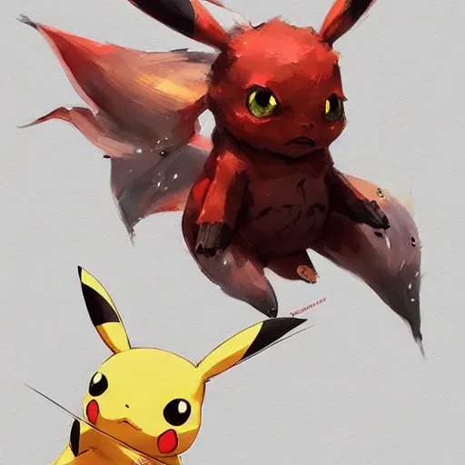 Image similar to concept art of pikachu like fish, highly detailed painting by dustin nguyen, akihiko yoshida, greg tocchini, greg rutkowski, cliff chiang, 4 k resolution, trending on artstation, 8 k