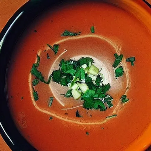 Image similar to a bowl of soup that looks like Mars