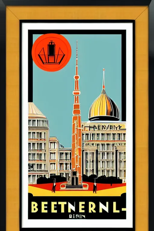 Image similar to art deco travel poster. berlin, framed poster