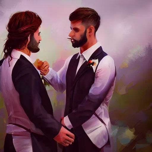 Image similar to gay wedding, digital painting, ultradetailed, artstation, oil painting, ultradetailed, artstation